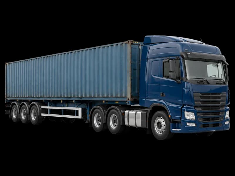 Lorry pulling a shipping container