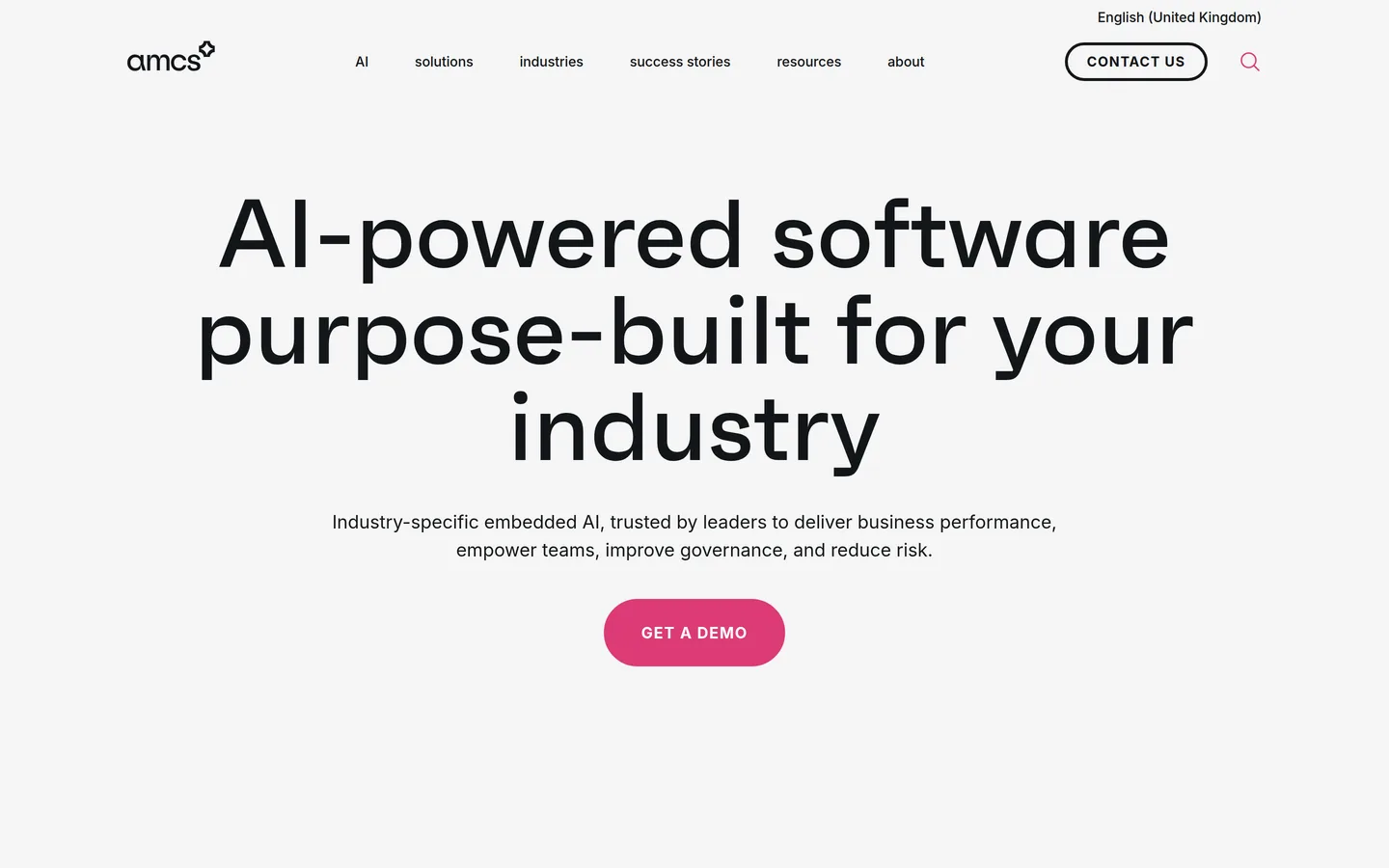 The AMCS Platform home page