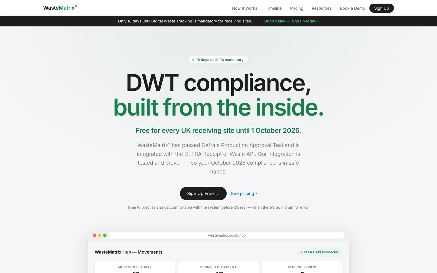 The WasteMatrix home page