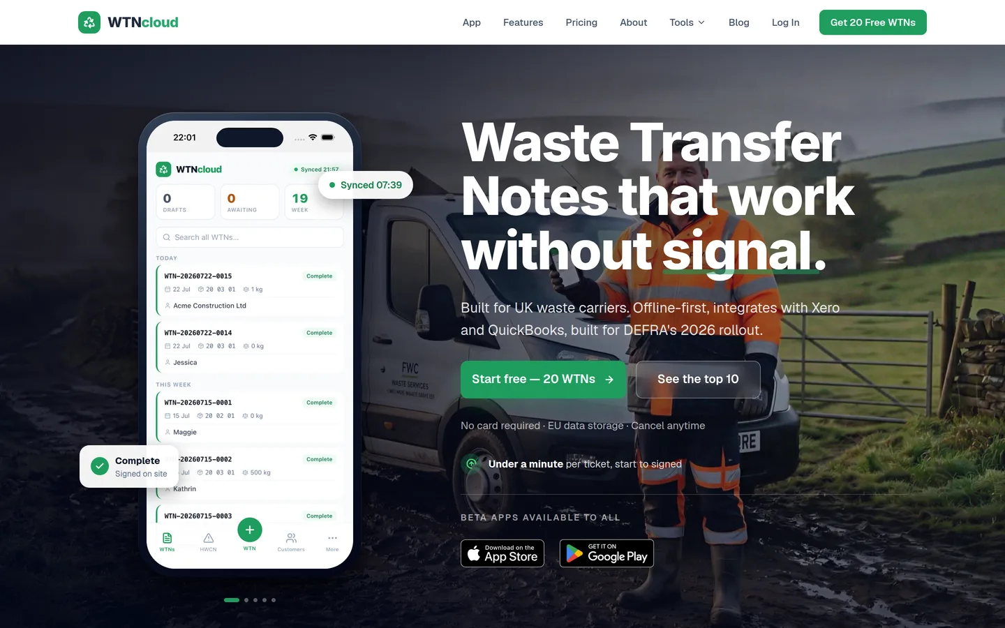 The WTNcloud home page