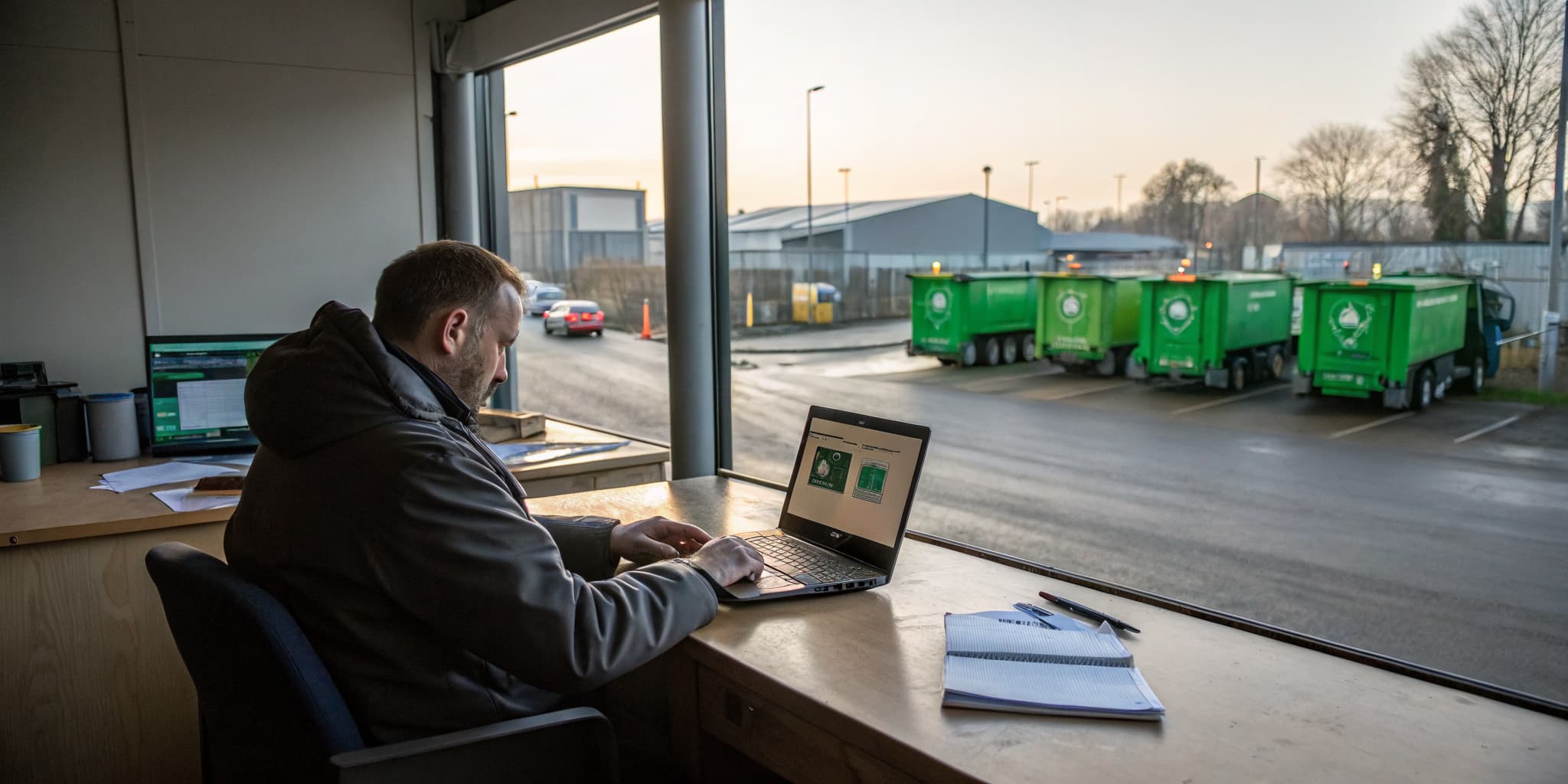 A search bar with a typed question about waste movements and a list of matching records beneath it