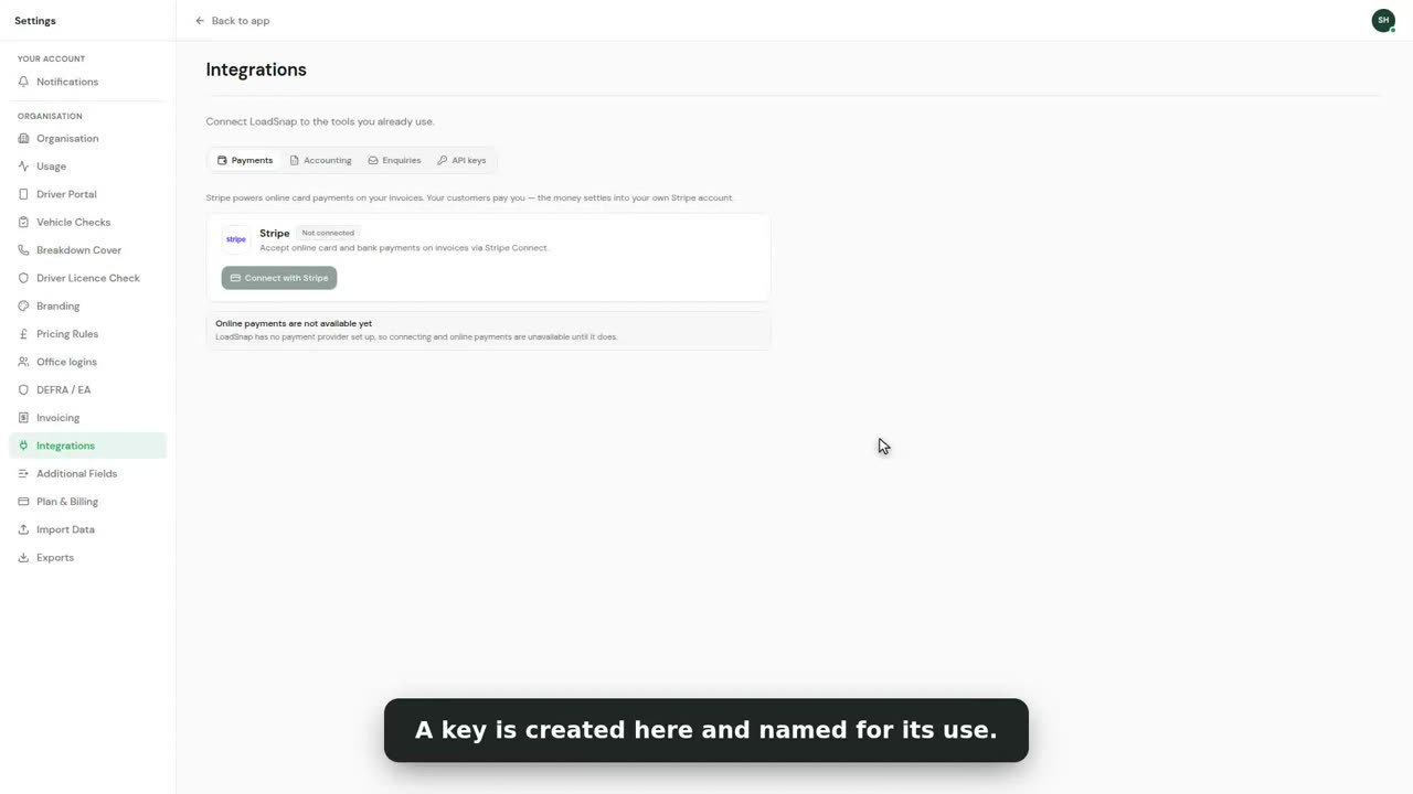 A still from the api keys and integrations video