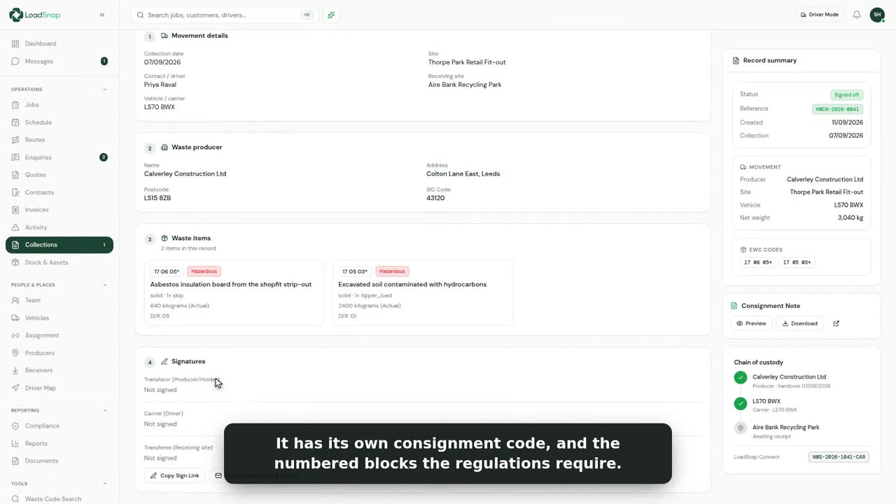 A still from the hazardous consignment notes video