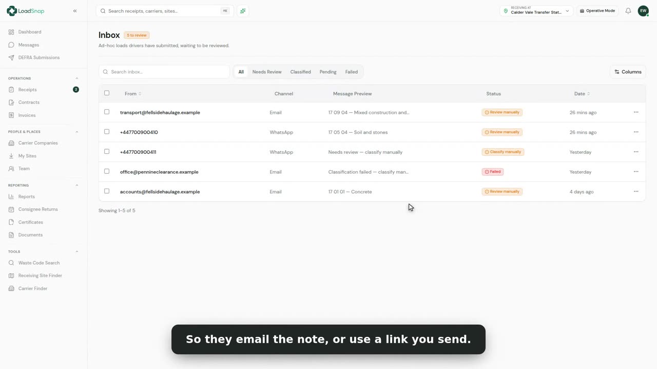 A still from the email and link submissions video