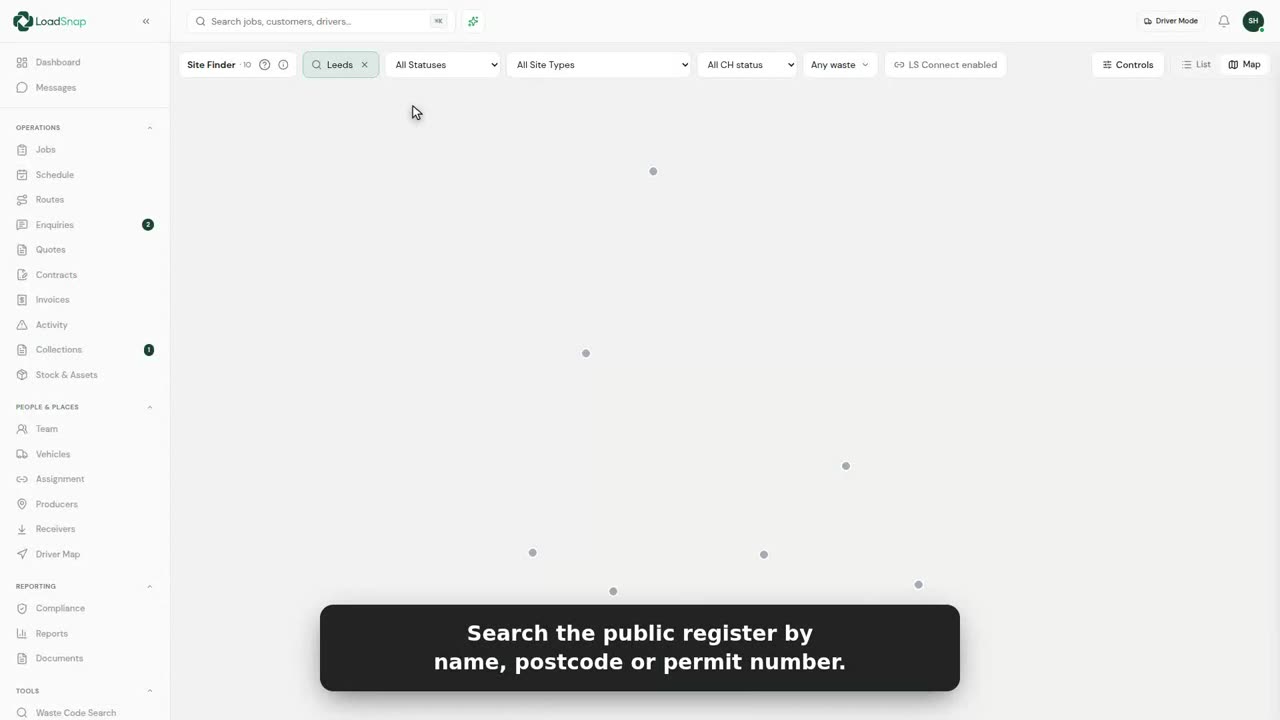 A still from the receiving site and carrier finder video