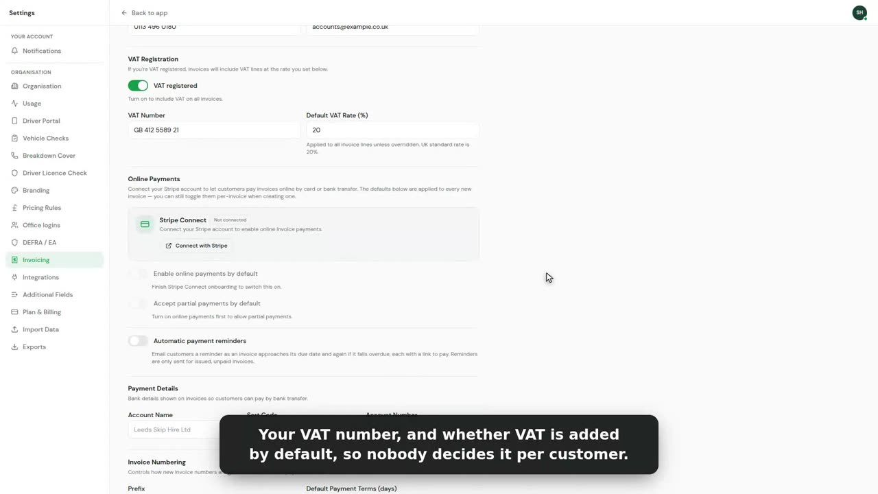 A still from the vat and nominal codes video