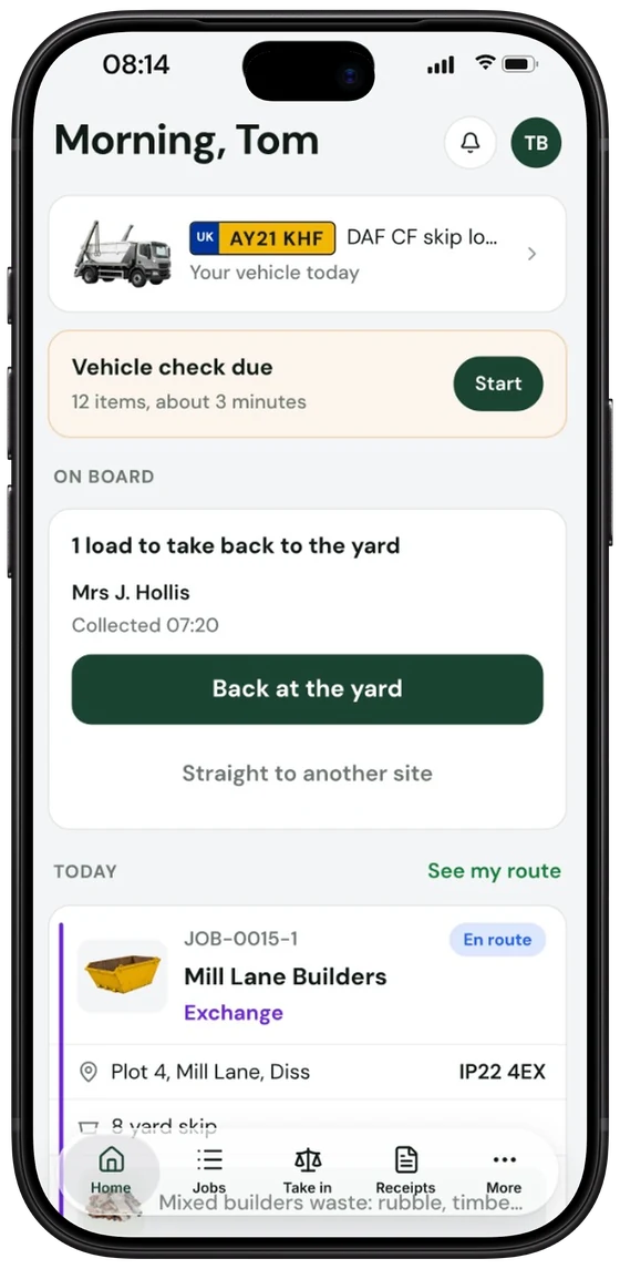 Today's stops in the LoadSnap driver app on an iPhone